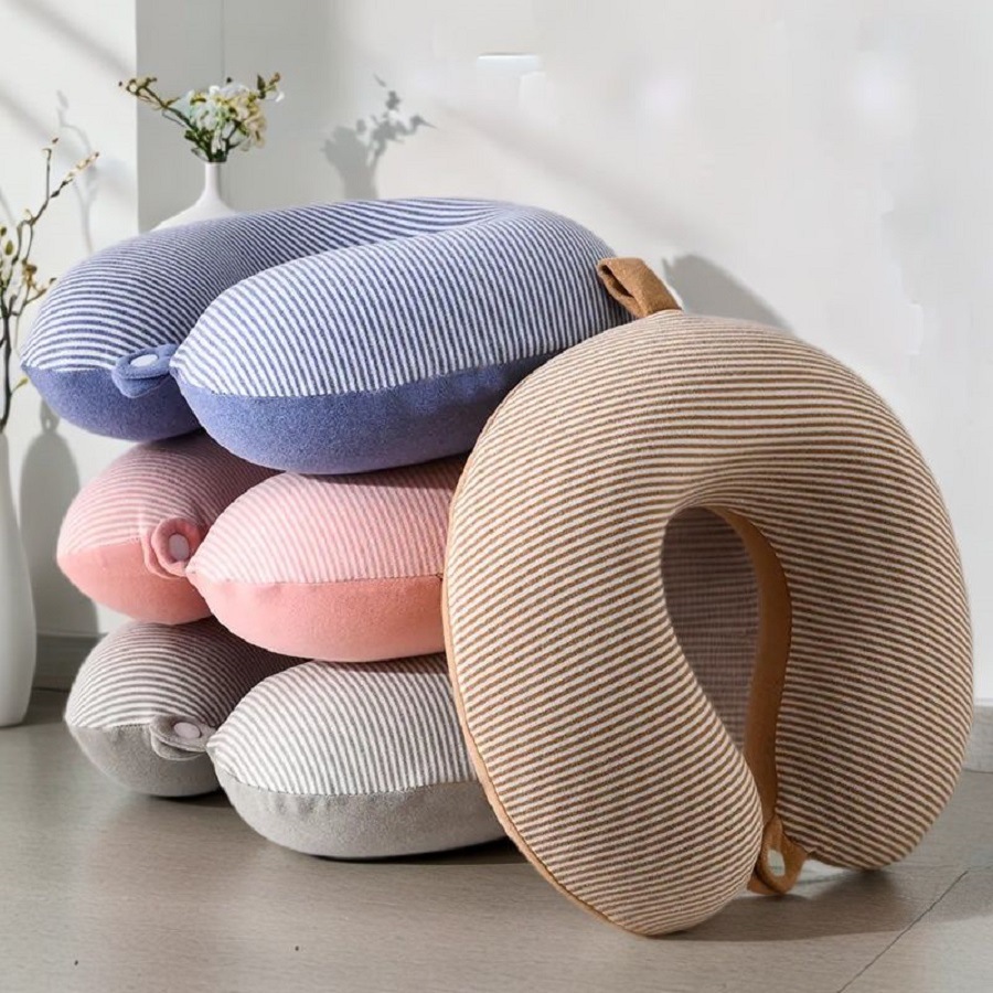 Lento rebote en forma de U almohada en forma de U almohada de memoria almohada de algodón almohada de siesta almohada en forma de U almohada de oficina almohada de cuello estriada viaje almohada de cuello