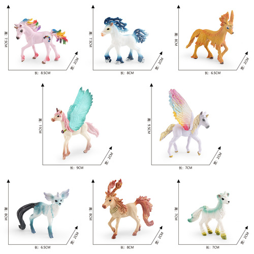 Cross-border European myth Pegasus unicorn fairy horse children's animal model deer fox static mythical creature ornament