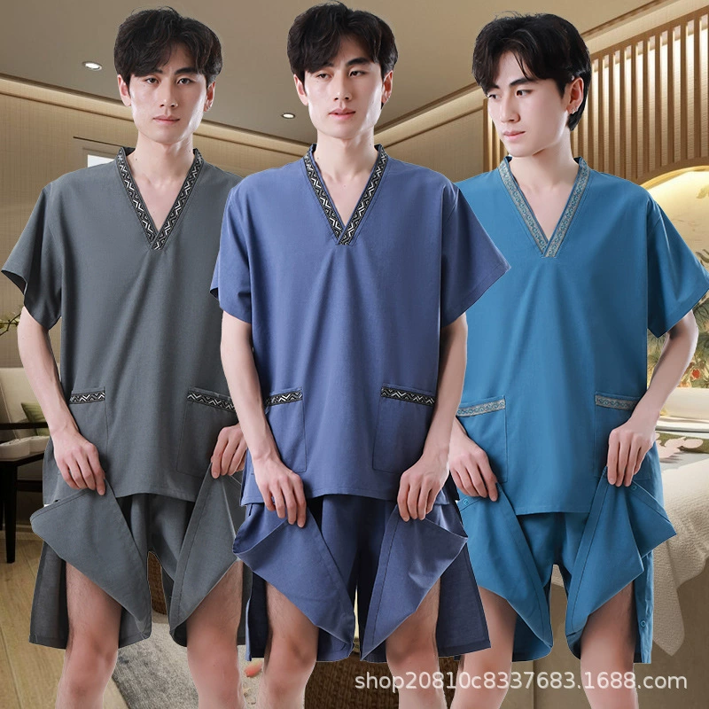 Без промежности боковые пуговицы для ванны для ног Мужские масляные шорты для ванны Массаж Ванна большие брюки для ванной