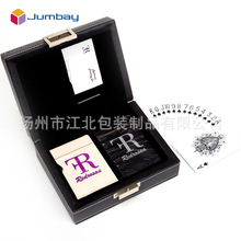 批發正品成人桌游纸牌木制皮盒双副装高档卡牌防水创意款塑料扑克