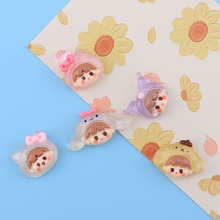 創意三麗鷗透明娃娃女孩 diy奶油膠手機殼材料包發夾飾品樹脂配件