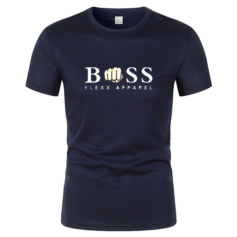 Men's Summer Short-Sleeved Tops T-Shirt Casual Crew Neck Mesh Boss Printed Short-Sleeved Breathable Fashion Sweatshirt