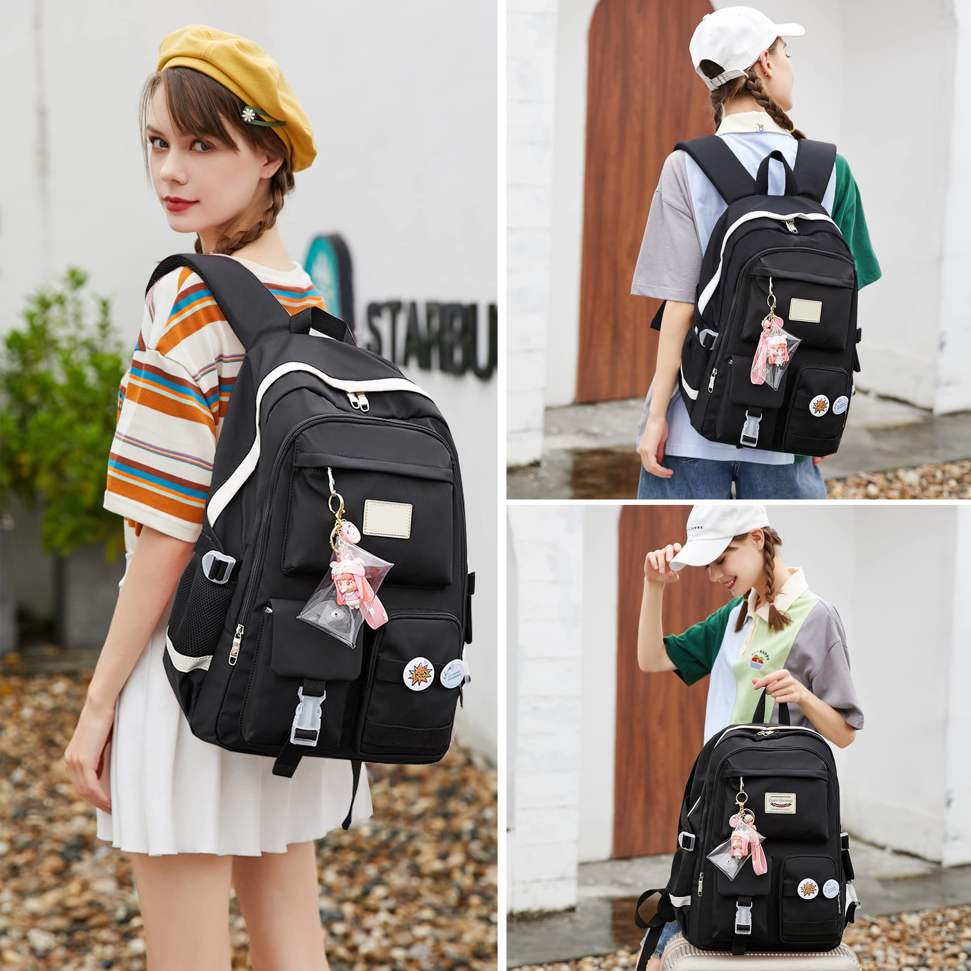 New female junior high school large capacity backpack for college students, computer bag_voghion.com