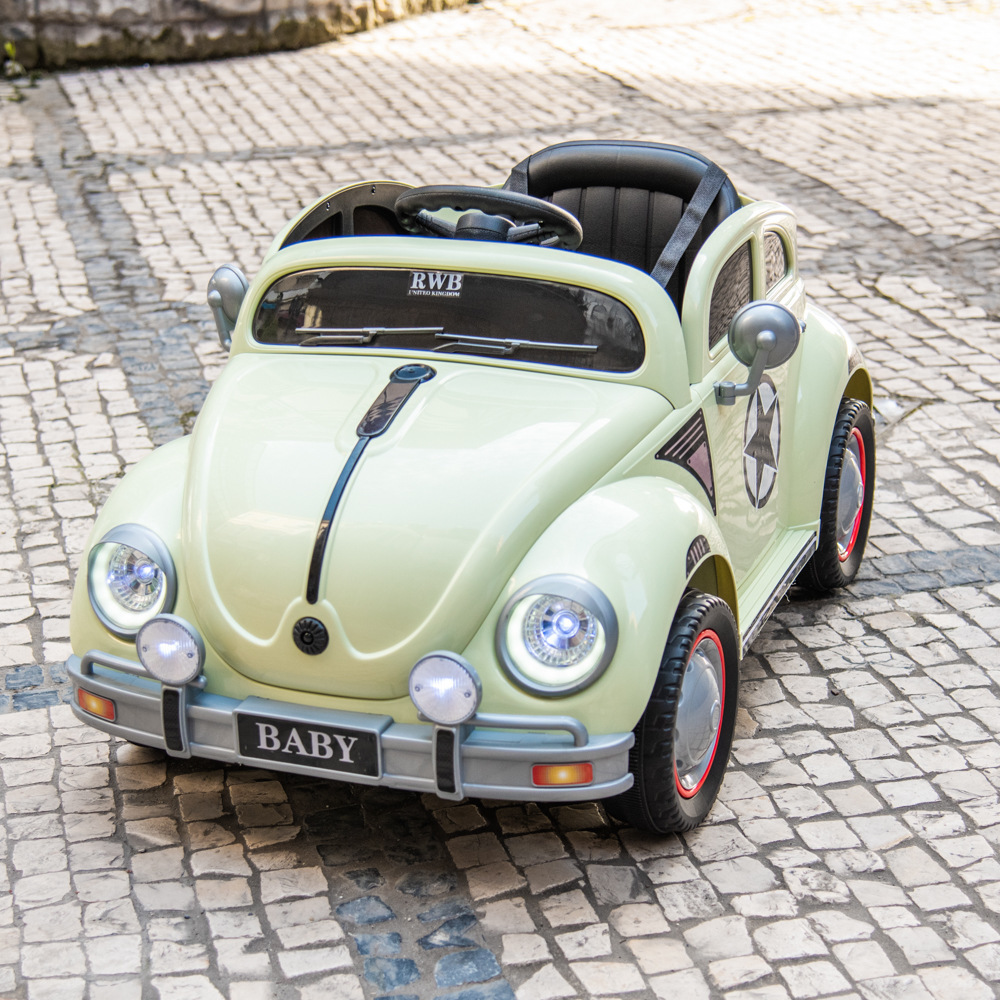 Niños retro coche eléctrico de cuatro ruedas control remoto carro escarabajo todoterreno juguetes para niños se puede sentar coche para niños image 10