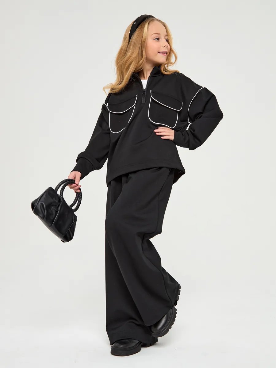 Mädchen Freizeit Streetstyle Zweiteiler Mit Half Zip Pullover_voghion.com