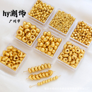 Ancient gold color sand matte straight hole beads pumpkin beads DIY handmade jewelry bracelet necklace accessories material