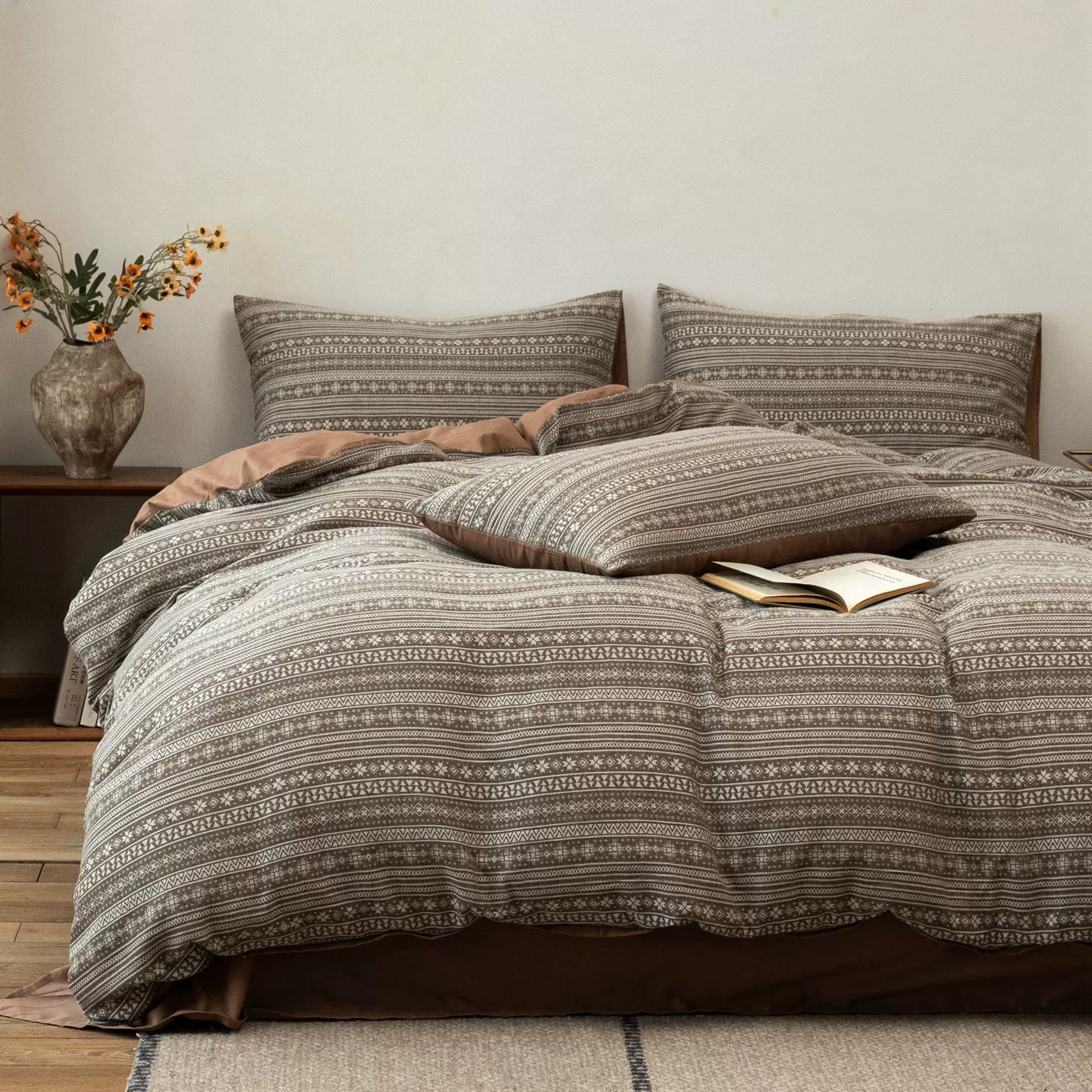 A类60支双层纱全棉纯棉提花复古氛围柔软学生宿舍四件套床上用品