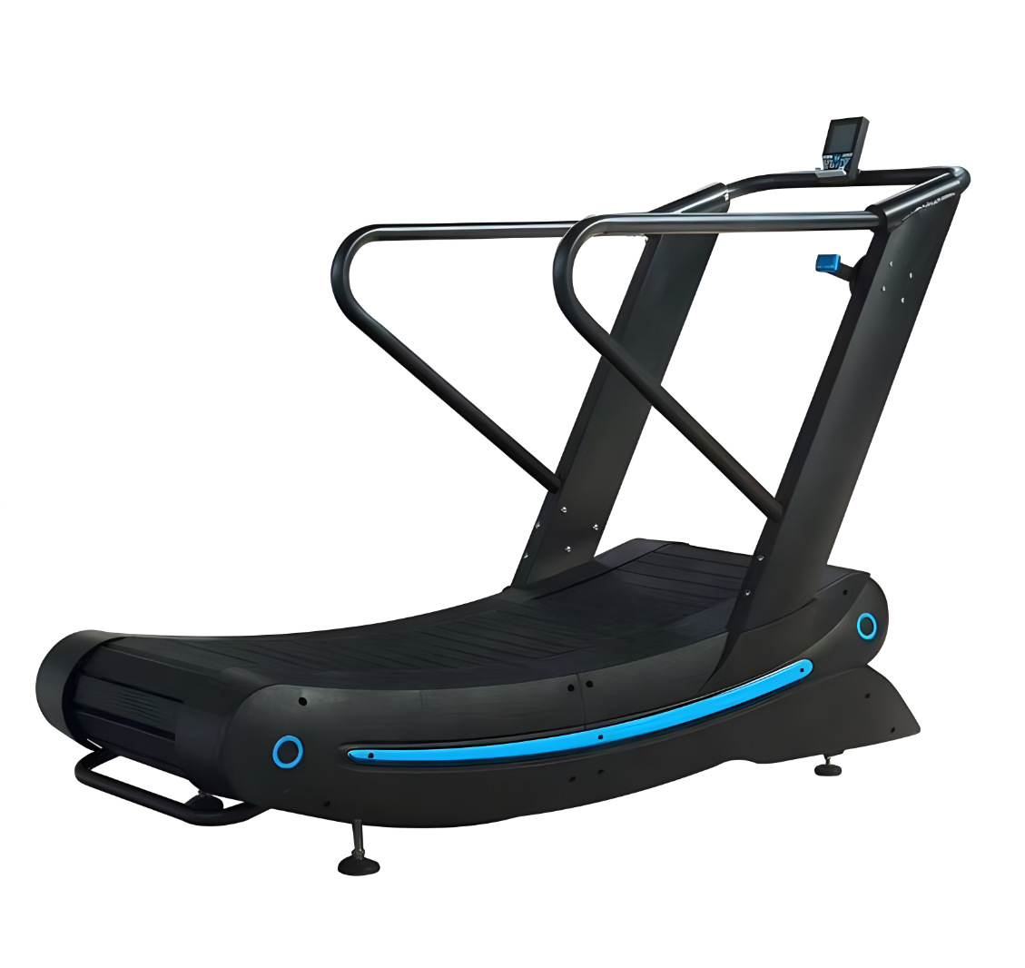 Caminadora curva comercial para gimnasio, equipo de ejercicio mecánico sin motor tipo pista para interiores, silencioso y aeróbico.