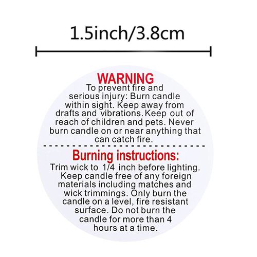 Wholesale English Candles Warning Label Sticker Aromatherapy Candle Container Safety Use Reminder Self-adhesive Label