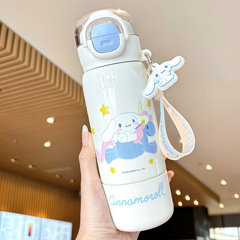 サンリオ漫画人形魔法瓶カップポータブル高価値ダブルストローカップ女子学生ポータブル飲料カップカップルカップ|undefined
