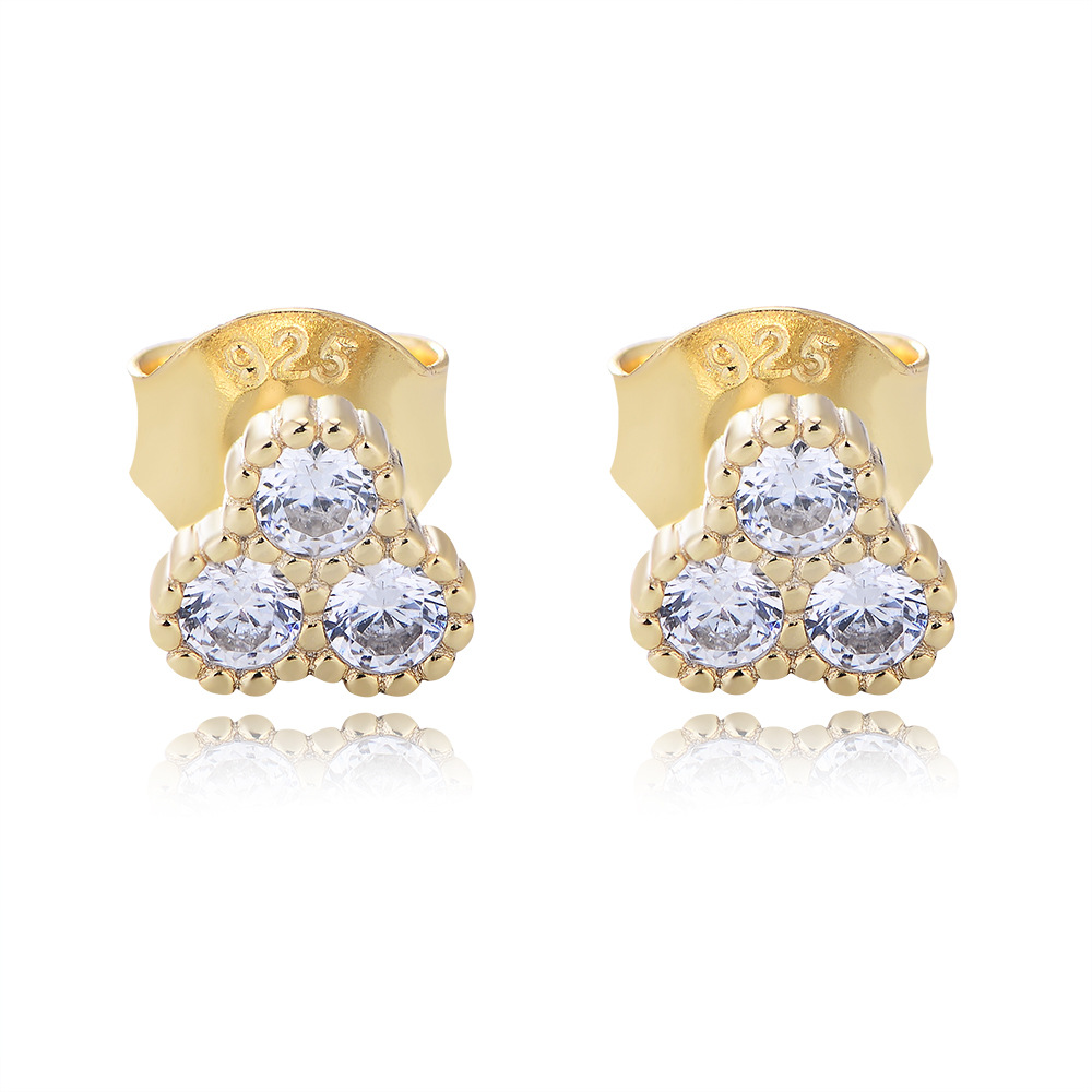 S925 plata esterlina simple pequeño Micro incrustaciones Zircon Stud pendientes temperamento femenino luz geométrica de lujo pendientes de alto sentido al por mayor