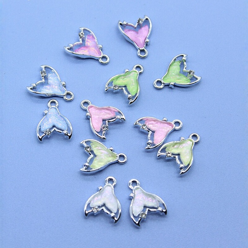 Wholesale electrophoresis high color fairy aurora mermaid Ji fishtail small pendant DIY handmade earrings bracelet necklace