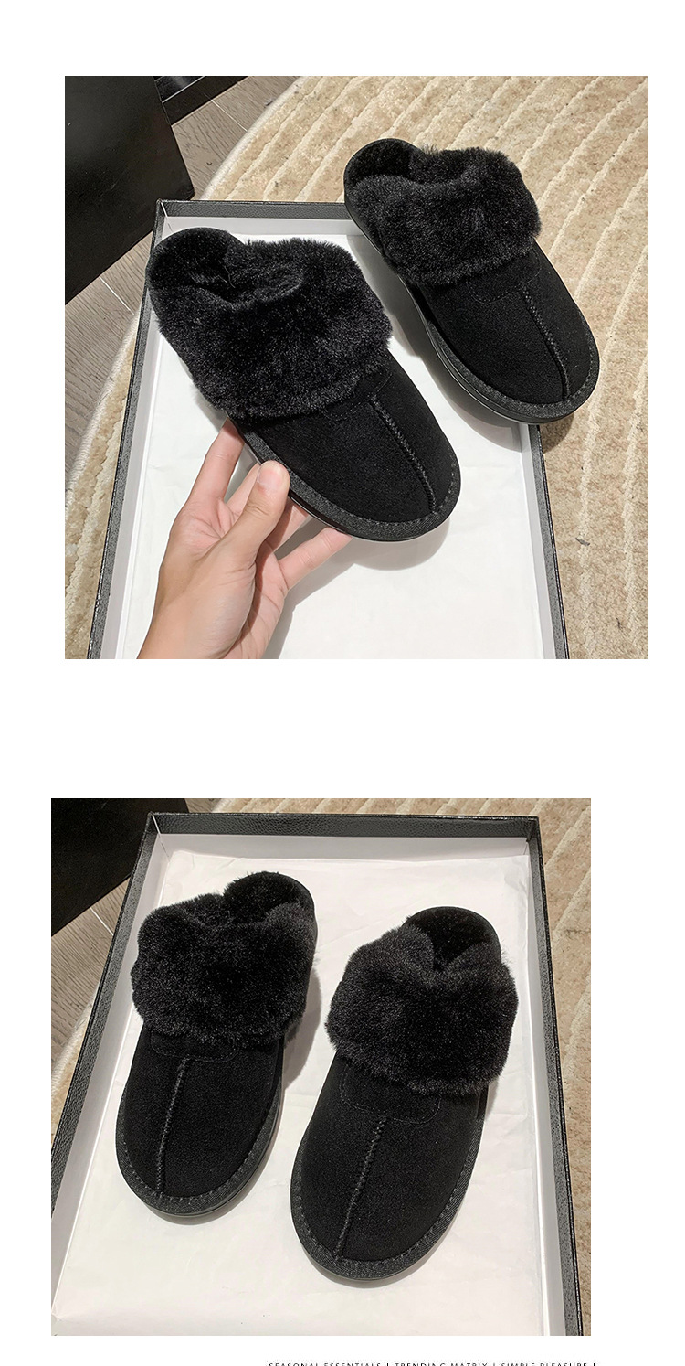 Pantofole pelose casual da donna, indumenti esterni con suola spessa, nuove mezze pantofole Baotou per la casa invernale 2022 più scarpe pigre in velluto_voghion.com