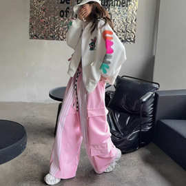 欧货个性时尚卡通套装卫衣卫条纹裤女秋季2025新款宽松运动两件套