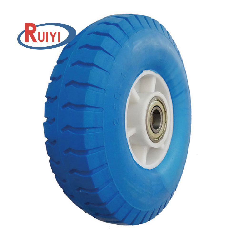 工具车防扎PU发泡轮胎 货舱车8x2.50-4聚氨酯手推车轮子 实心轮