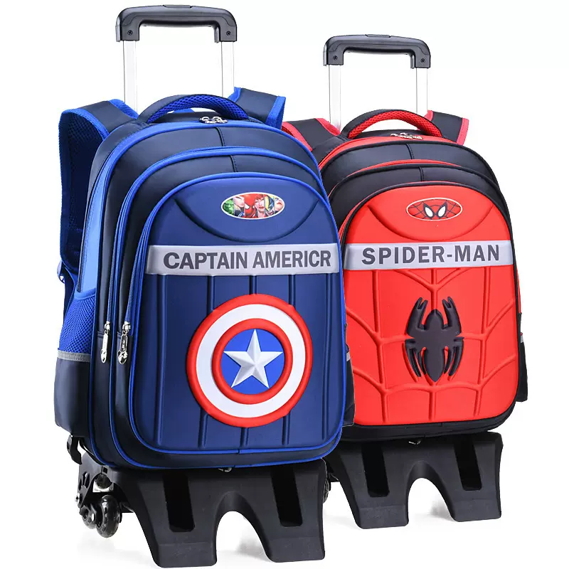 蜘蛛侠拉杆书包小学生二三到六年级儿童两用男生六轮爬楼双肩背包