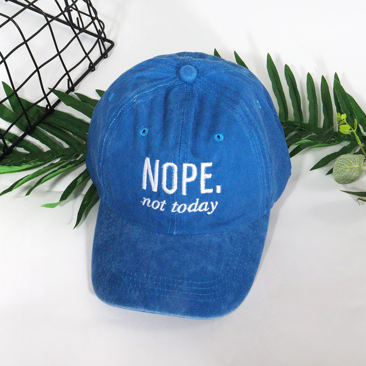 Unisex Casual hundred alphabets NOPE embroidered washed baseball cap curved cap ins style_voghion.com
