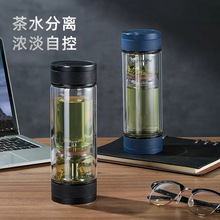 富光双层玻璃杯男士泡茶杯茶水分离杯子水杯高端礼盒包装G2206