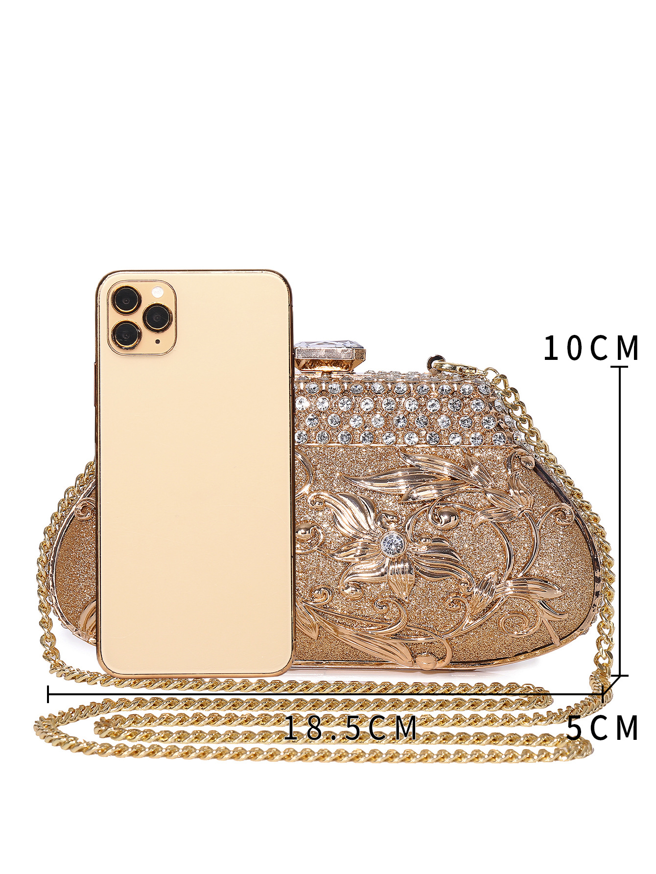 Diamond Design Classic Style Style Square Shape Pu Leather Alloy Solid Color Square Evening Bags