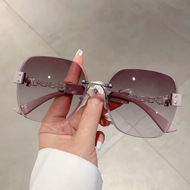 55g Weight Frameless Glasses Structure Sunglasses Classification PC, UV400 Protection Lens Material Square Glasses Style Outdoor, Travel Occasion Geometric Pattern All Seasons Season Unisex Gender Simple Style, Streetwear Style Simple Style Streetwear Geometric PC UV400 Protection Square Frameless Women's Sunglasses 5