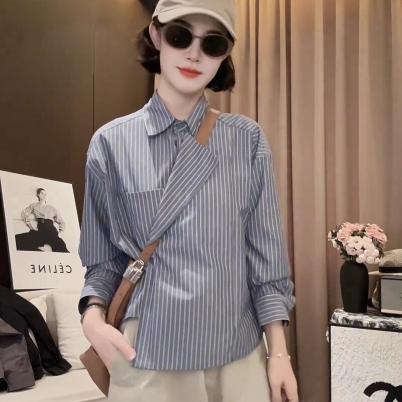设计感时尚长袖衬衫女秋季新款2025小个子休闲百搭减龄气质上衣潮|undefined
