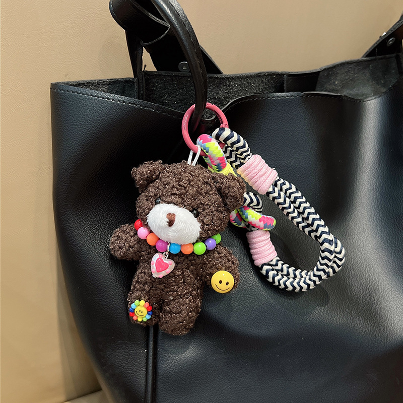 60g Weight Bag Pendant, Keychain Classification 1 Piece Quantity Daily, Street Occasion Plush Material Bear Pattern Unisex Gender Cartoon Style, Cute Style 1 Piece Cartoon Style Cute Bear Plush Unisex Bag Pendant Keychain 5