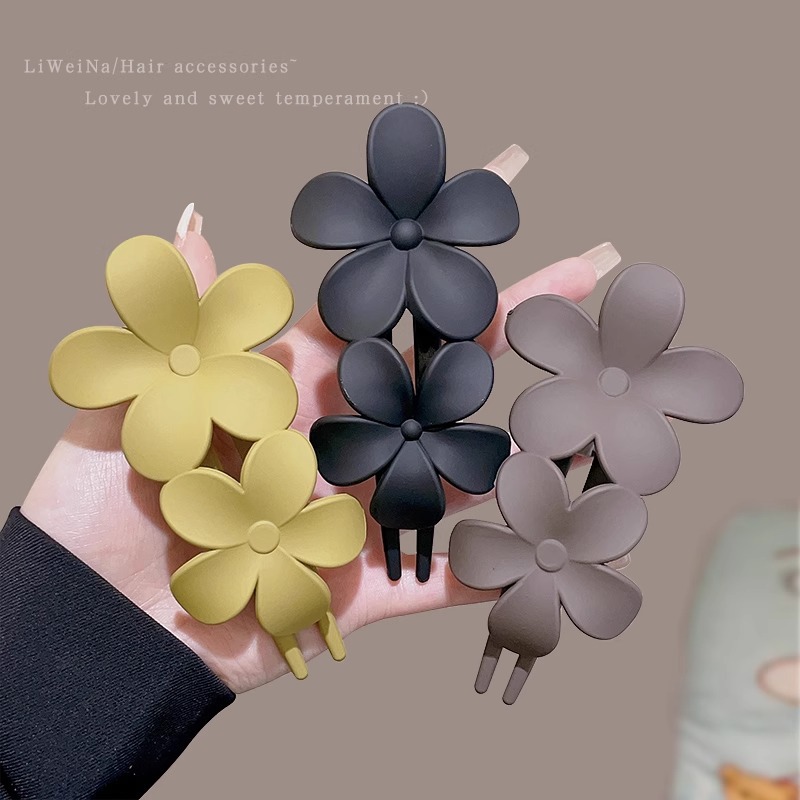 Clip de cabello de textura esmeriada flores de mujer boca de pato cabeza de grano de alto nivel clip de cabello de cabello
