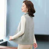 中老年女装春秋无袖外套翻领混纺针织拉链开衫大码宽松马甲上衣女，女装马甲，妃慕昵服饰