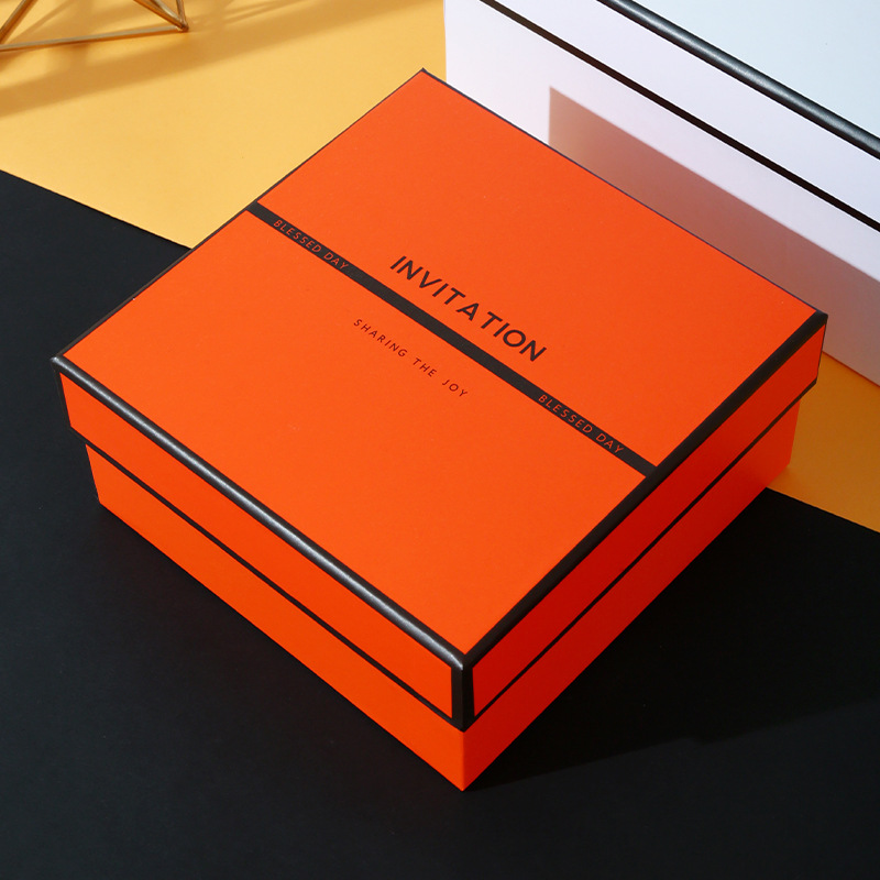 橙色礼盒大号正方形礼品盒端午商务杯子化妆品礼物包装盒
