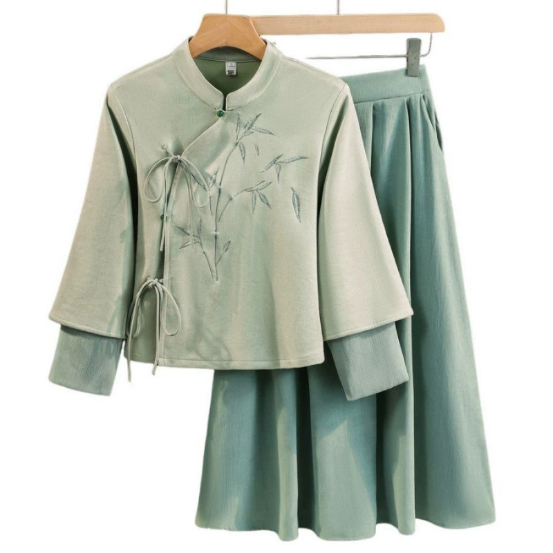 Velvet cheongsam, retro skirt, set, (Physicals), Chinese style
