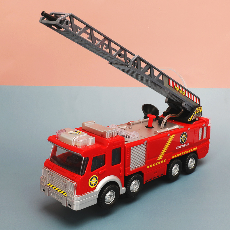 Children's electric universal water spray fire truck puzzle simulation model light music boy's birthday gift stall