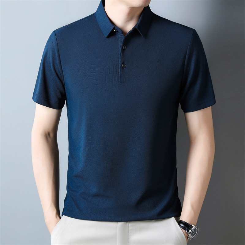 2023 Verano nuevo TikTok Polo de los hombres casual Jacquard solapa Camiseta de manga corta sin costuras