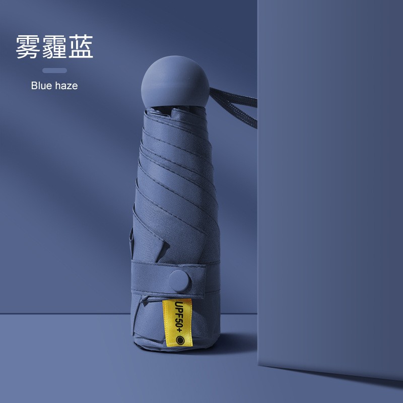 Cápsula paraguas protección solar Protección UV paraguas reforzado de ocho huesos paraguas cinco veces pequeña sombrilla portátil