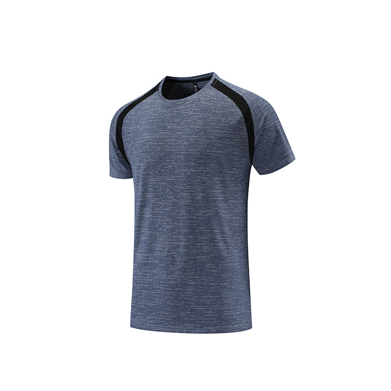 Verano nueva Camiseta deportiva casual para hombre costura elástica correr fitness transpirable manga corta hombres ropa de secado rápido al aire libre