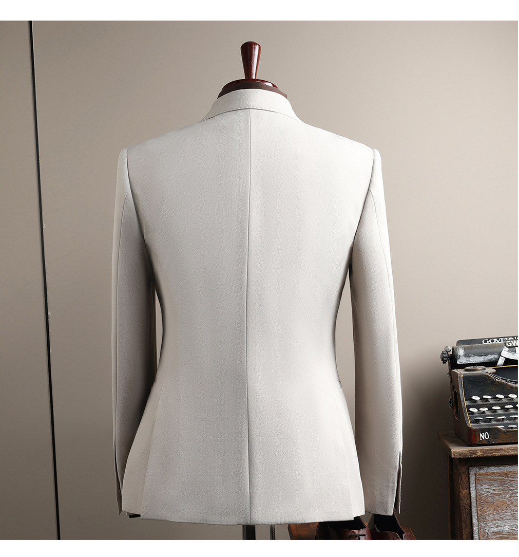Whale Lion Custom Made Men's Three Piece Suit Set High End Business Casual Formal Apricot White Wrinkle Resistant_viptrois.com