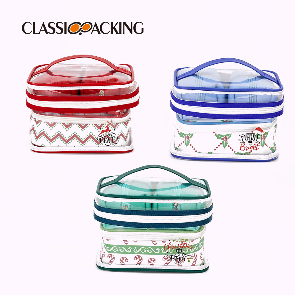 Suministro directo de fábrica material de pvc bolsa de almacenamiento multifuncional bolsa de cosméticos bolsa de ropa transparente de tres piezas