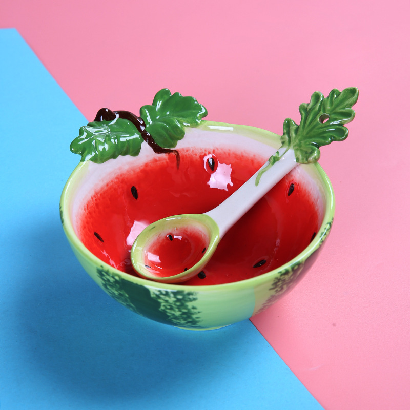 Amazon Strawberry Bowl Creative Pineapple Bowl Cute Dessert Watermelon Salad Rice Bowl Spoon Ceramic Tableware suit Amazon Strawberry Bowl Creative Pineapple Bowl Cute Dessert Watermelon Salad Rice Bowl Spoon Ceramic Tableware suit