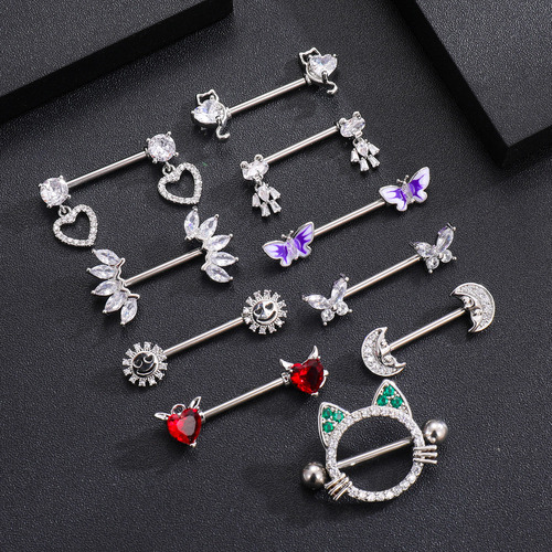 European and American cross-border e-commerce new zircon breast ring breast nail piercing jewelry online wholesale