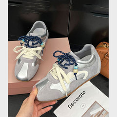 真皮内增高6cm德训鞋女款百搭女鞋2025秋季新款休闲运动鞋阿甘鞋