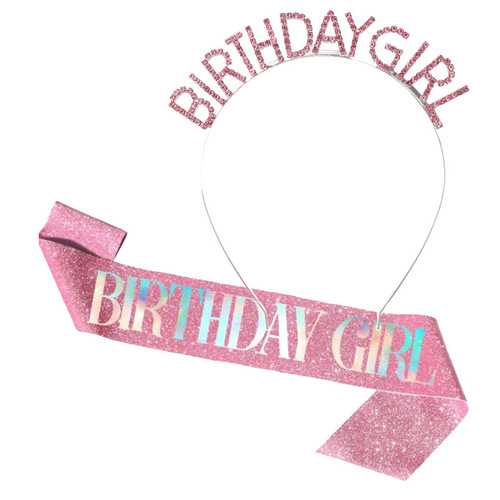 Letter BIRTHDAY GIRL girl birthday headband party birthday party glitter colorful shoulder strap etiquette belt