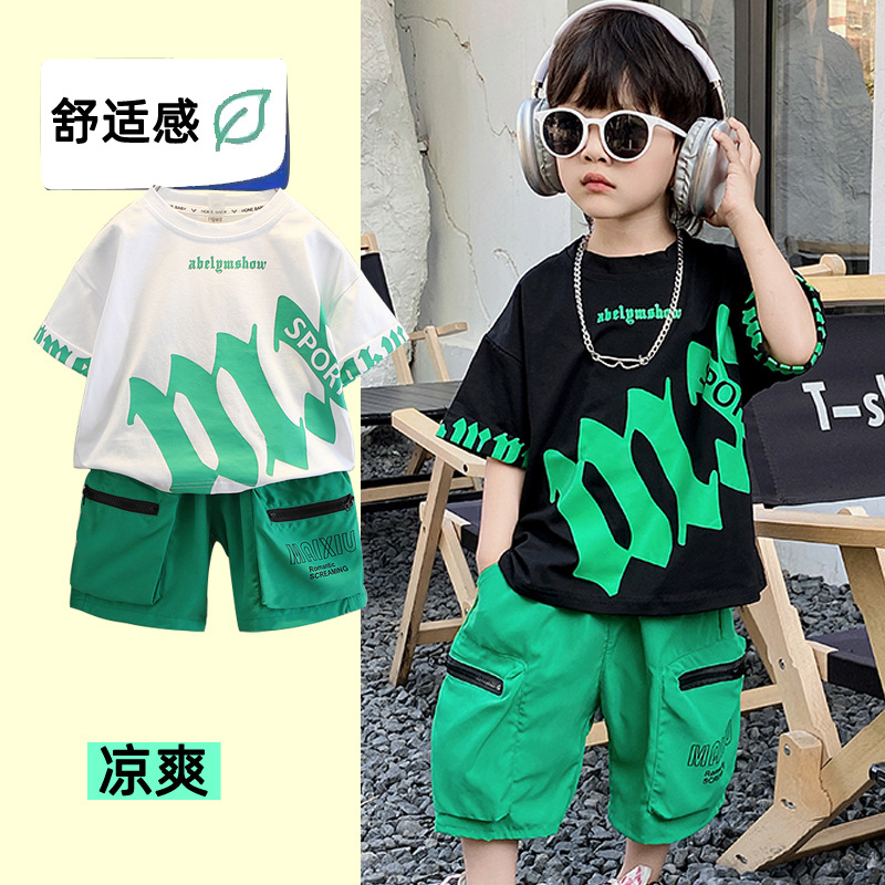 7946 traje de verano para niños pequeño y mediano estilo delgado coreano casual de manga corta de dos piezas para bebés estilo de verano ropa para niños guapos