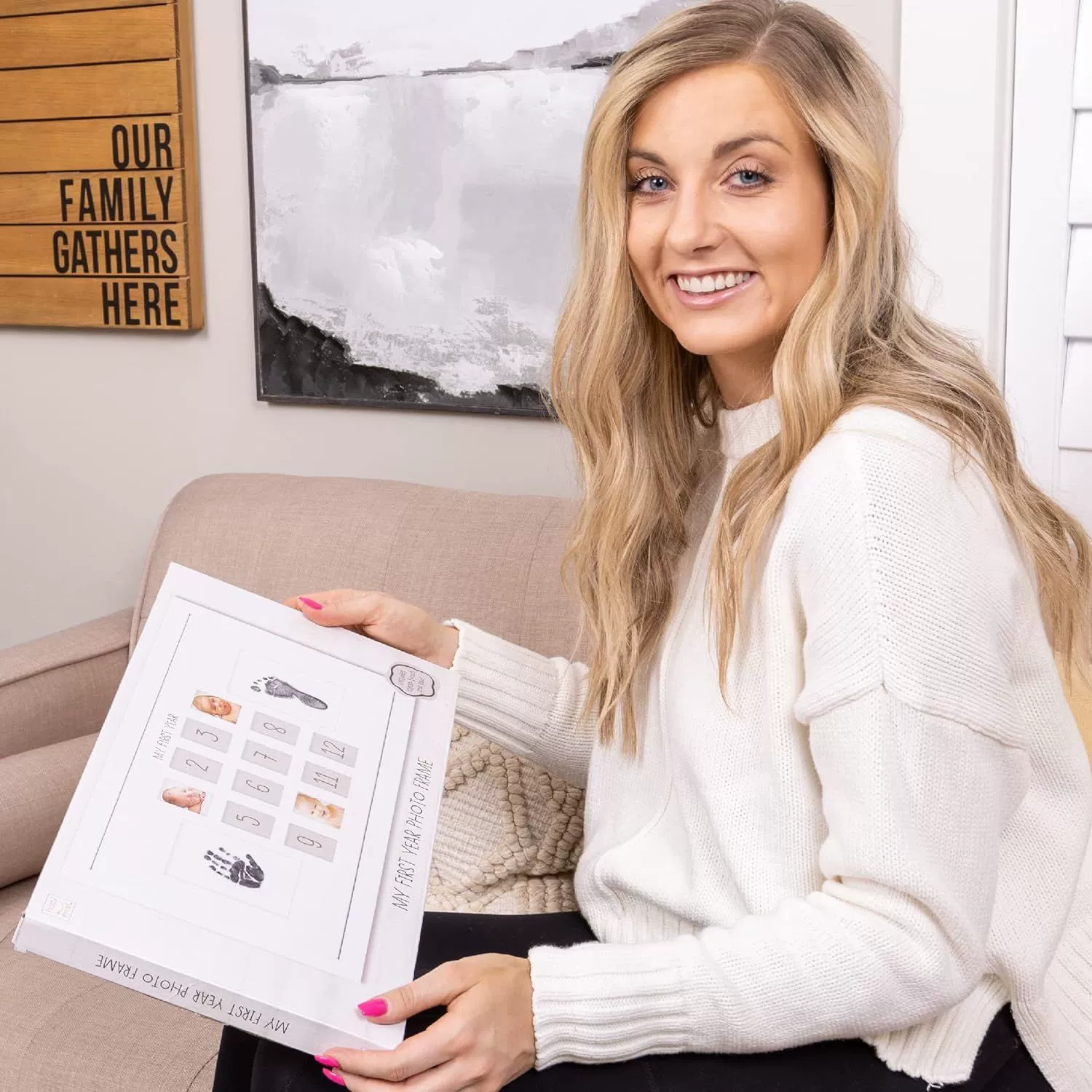 Новорожденных мемориальная рамка деревянные творческие чернила картридж украшения Baby Мемориал фото рамка висит фото рамка