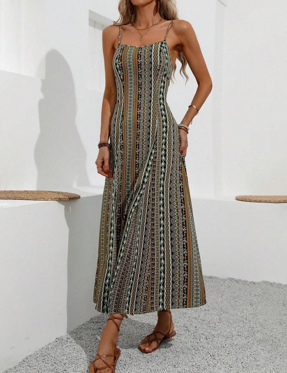 Bohemian Women's Long Skirt Set Slim Fit Split Design Elegant Style_voghion.com