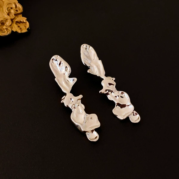Silver silver needle, earrings