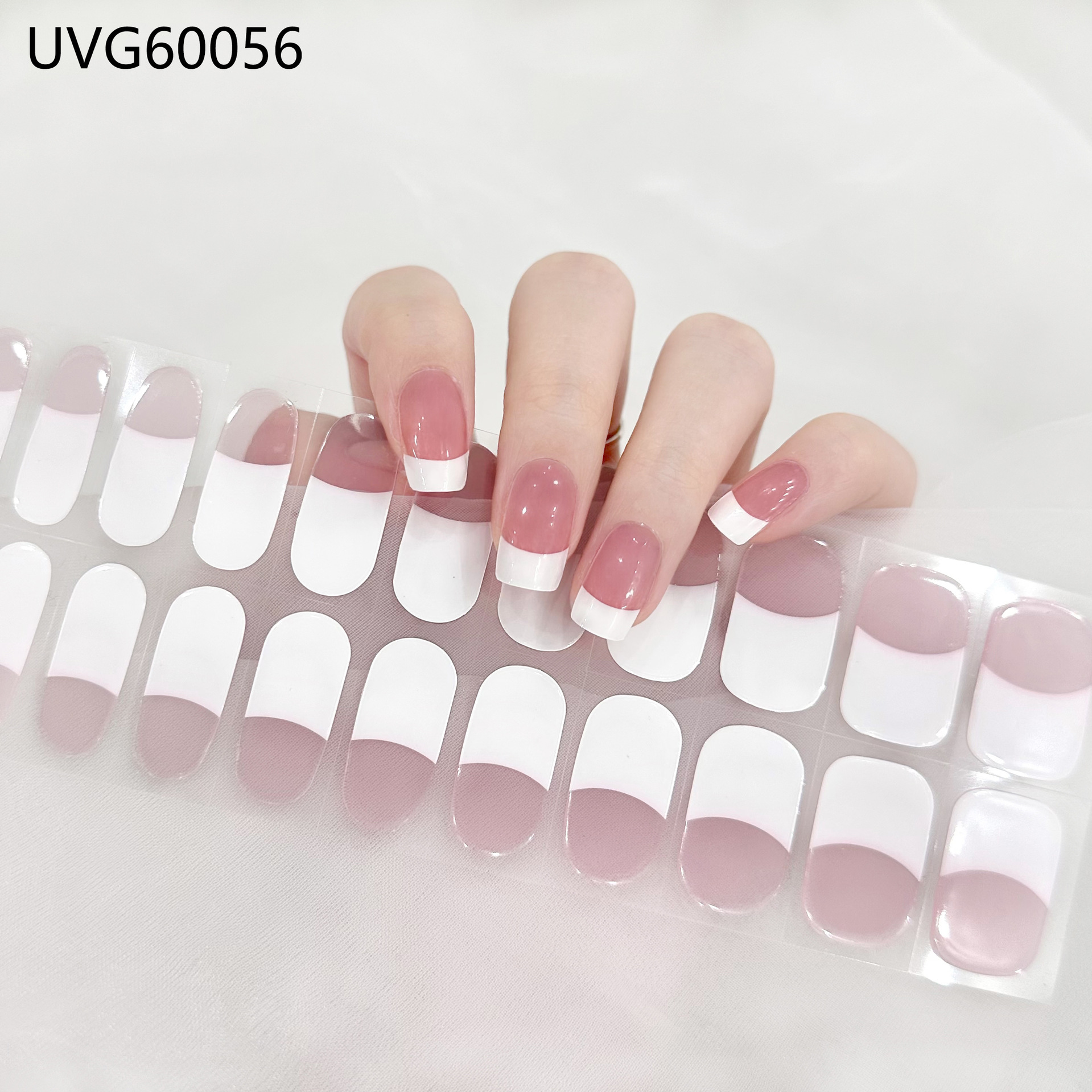 Pegatinas de uñas de gel UV transparentes efecto hielo, semicuradas, con lámina dorada, fototerapia, efecto película de aceite