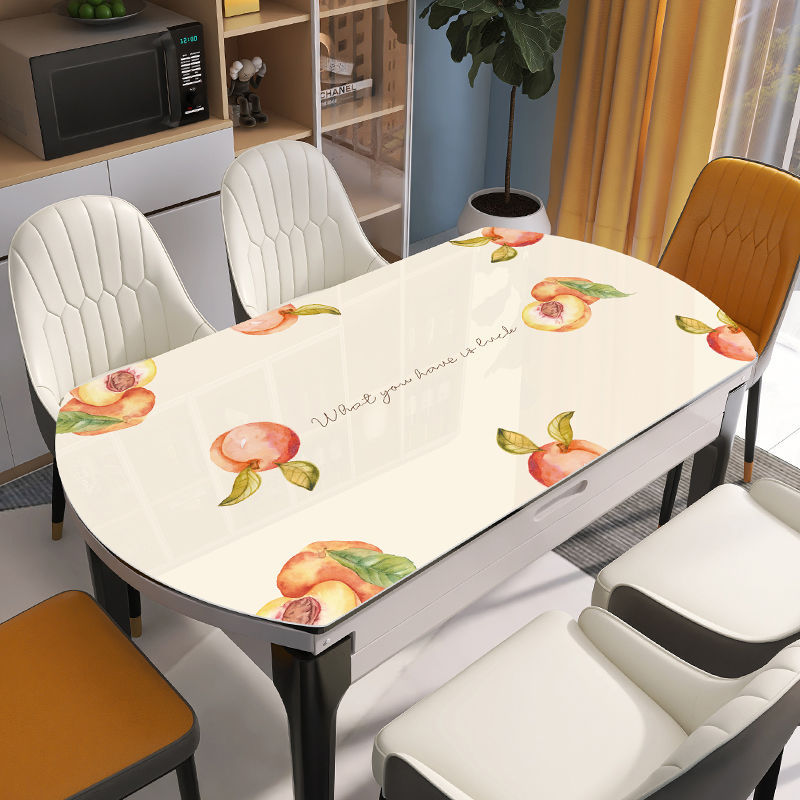 三餐四季椭圆形餐桌垫PVC透明软玻璃防水防油隔热免洗折叠桌布