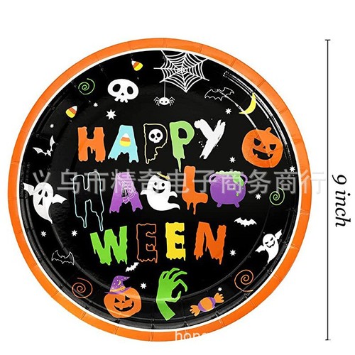 Cross-border Amazon Halloween Party Decoration Ghost Banner Cup Paper Plate Napkin Tablecloth Tableware Set