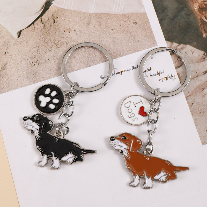 Tume Cross-Border Zinc Alloy Pet Dog Keychain Pendant Multi-Color Bag Pendant Zinc Alloy Decoration