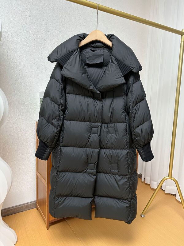 欧货外贸2025冬季新款泡芙羽绒棉服女长款过膝宽松加厚高端棉外套|undefined