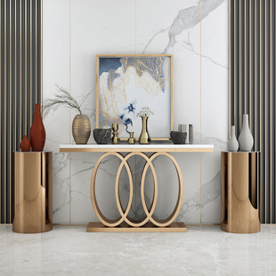 Nordic Modern Simple Light Luxury Marble Wall-Side Entrance Table Decorative Corridor Living Room Entrance Table Narrow Table End View Table